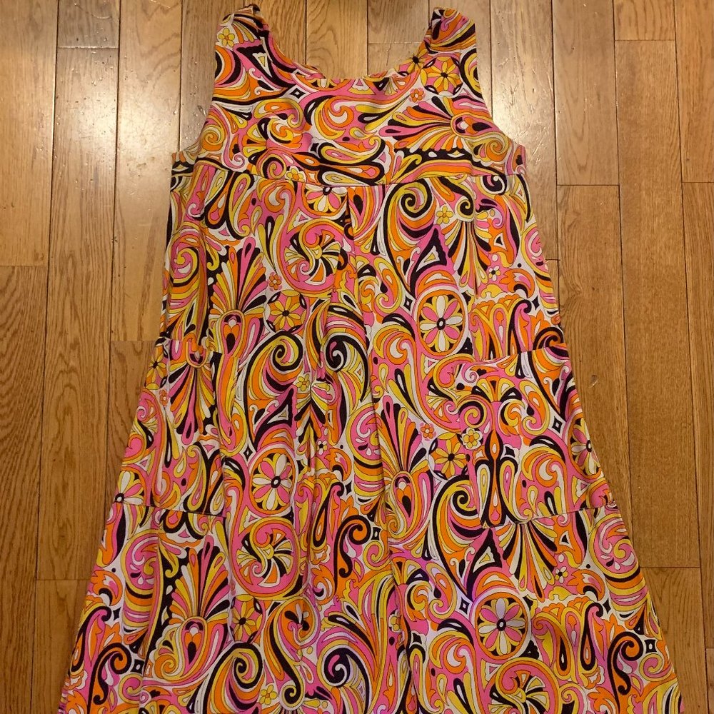Vintage 60s Psychedelic Paisley Mod Shift Dress